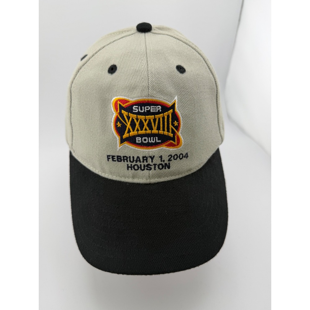 Reebok Super Bowl XXXVIII 2004 Houston Tan Black Adjustable Strapback Cap Hat
